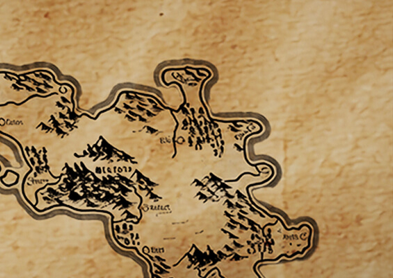 Fantasy map from Fool Me Twice showing regions like Otor Rie and Zulter with stylized terrain