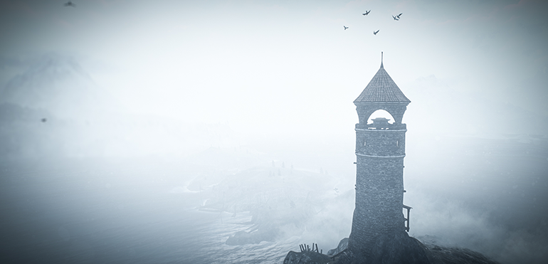 Misty view with tower