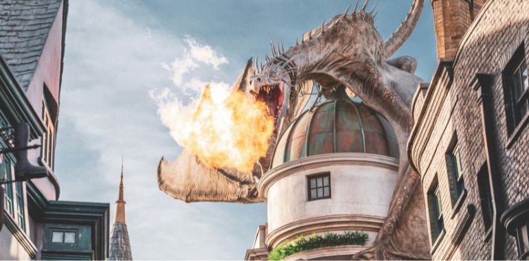 dragon on buildings epic fantasy