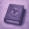 Purple-toned stylized book with a circular horse emblem on the cover, rendered in shaded line art.