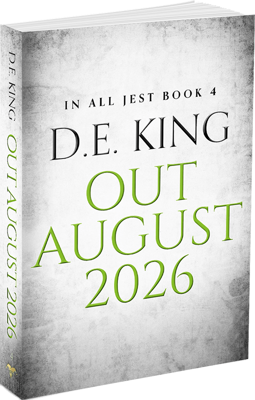 3D book cover titled 'In All Jest Book 4' by D.E. King.