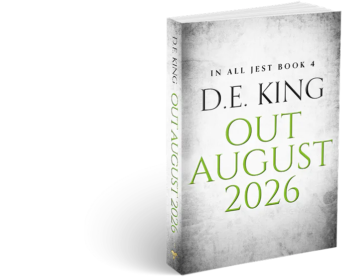 3D book cover titled 'In All Jest Book 4' by D.E. King.